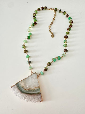 Green Triangle Stalactite Necklace