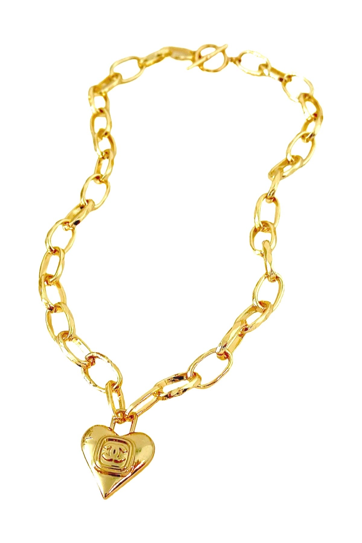 CC Gold Lock Heart Necklace