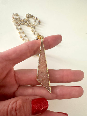 Peach Triangle Druzy Necklace