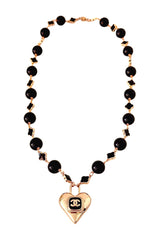 CC Black & Gold Lock Heart Necklace