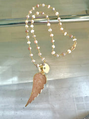 Peach Angel Druzy Necklace