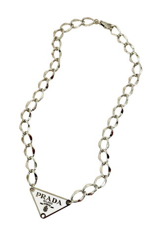 P-RAD White & Shiny Silver Tag Necklace