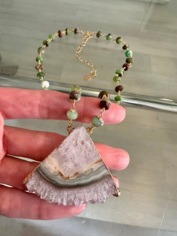 Green Triangle Stalactite Necklace