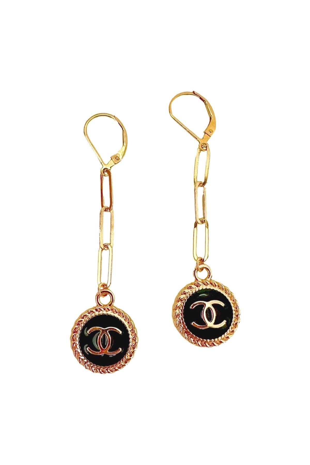 CC Black Coin Earrings