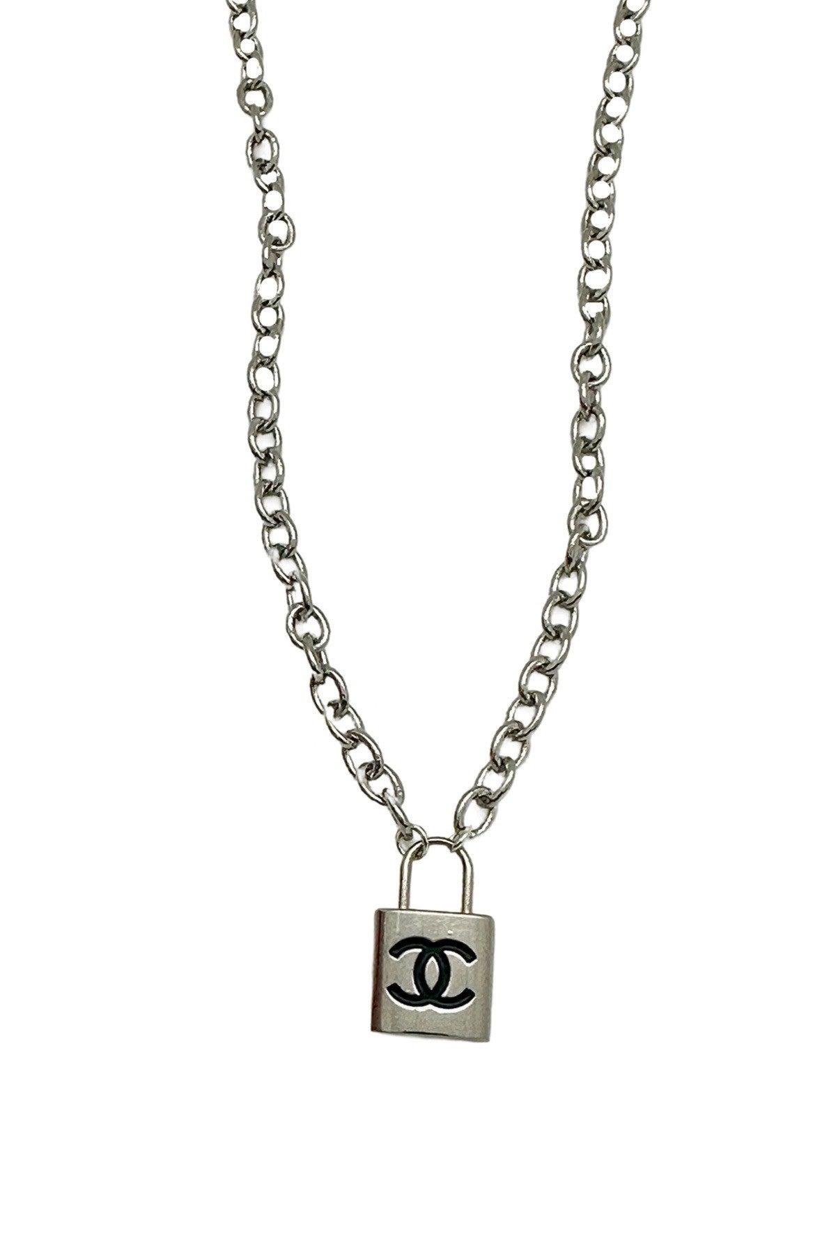 CC Black & Silver Lock Necklace