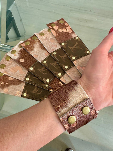 Rose Gold LV Leather Cuff bracelet