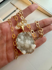 White Druzy Necklace