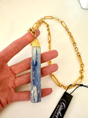 Kyanite Gold Statement Necklace