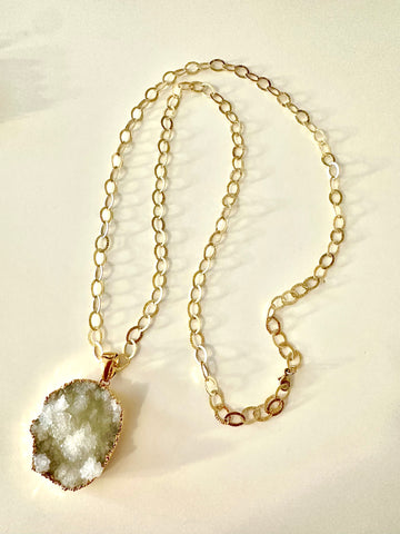 White Druzy Necklace