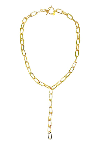 Gold Link Lariat Necklace