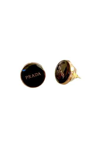 P-RAD Black Button Earrings