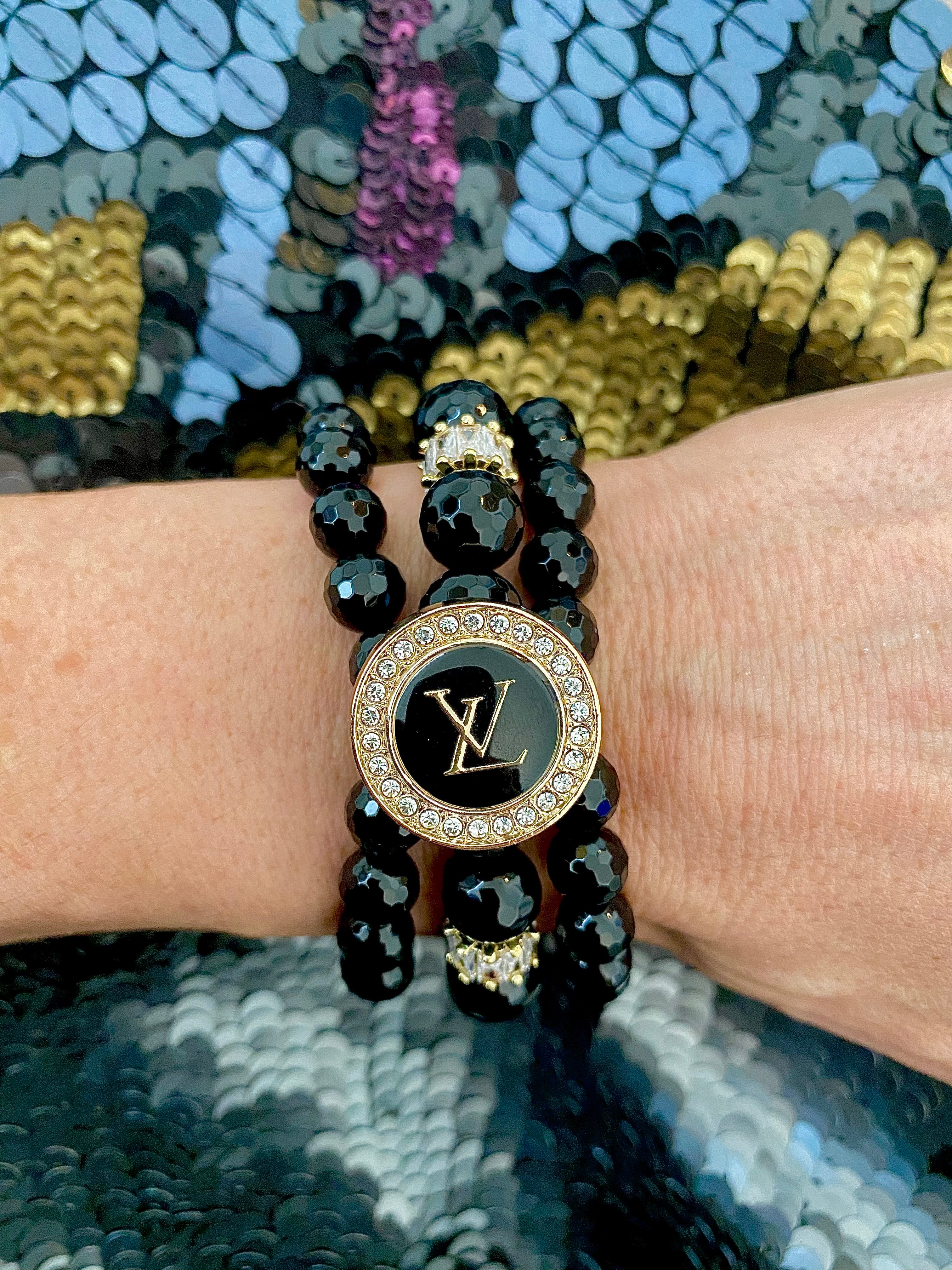 RARE! Louis Vuitton V Motif Gold Pearl Bracelet  Pearl bracelet, Gold  pearl bracelet, Louis vuitton